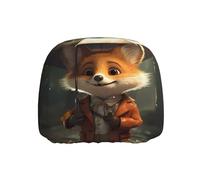 WZYWHJ Little Fox Holding an Umbrella Picture Seat Head Pillowcase Car Truck General Motors Parts Protective Cover one Pack