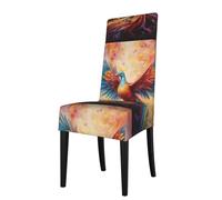 WZYWHJ Little Phoenix on The Rainbow Printed Detachable Chair Cover Quick Installation and Easy Maintenance Suitable for Square Chair Backs
