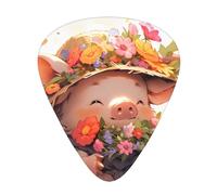 Wzywhj Little Pig Picking Flowers Printed Guitar Picks 12 Piece, Easy Grip Uke Picks Hold In One'S Hands, Ukulele, Acoustic Or Electric Electric Guitar