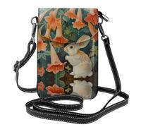 WZYWHJ Little rabbit under the morning glory Picture Women's leather phone bag crossbody package with adjustable shoulder strap