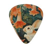 Wzywhj Little Rabbit Under The Morning Glory Printed Guitar Picks 12 Piece, Easy Grip Uke Picks Hold In One'S Hands, Ukulele, Acoustic Or Electric Electric Guitar