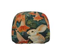 WZYWHJ Little Rabbit Under The Morning Glory Printed Seat Head Pillowcase Car Truck General Motors Parts Protective Cover one Pack