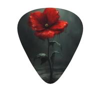 Wzywhj Little Red Flowers In The Rain Printed Guitar Picks 12 Piece, Easy Grip Uke Picks Hold In One'S Hands, Ukulele, Acoustic Or Electric Electric Guitar