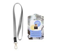 WZYWHJ Little Squirrel on The Snow Tree Printed Work Badge Protective Sheath, Leather Identification Card Cover with Detachable Hanging Rope Set