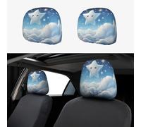 WZYWHJ Little Stars in The White Clouds Printed Car Pillowcase 2 Pieces, seat Cover Accessories, Protective Cover Universal