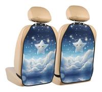 WZYWHJ Little Stars in The White Clouds Printed Car seat Anti Kick Storage pad 2 Pieces, Multi-Functional Storage Bag seat Protector After Installation