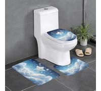 WZYWHJ Little stars in the white clouds Printing Quality Bathroom mat sets of 4 Bathroom Floor Mats, durable,Does Easy to clean Suitable for bathroom and toilet