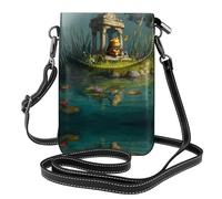 WZYWHJ Little tiger in the pavilion Picture Women's leather phone bag crossbody package with adjustable shoulder strap