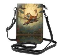 WZYWHJ Little tiger on the swing Picture Women's leather phone bag crossbody package with adjustable shoulder strap
