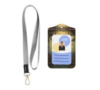 WZYWHJ Little Tiger on The Swing Printed Work Badge Protective Sheath, Leather Identification Card Cover with Detachable Hanging Rope Set