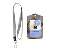 WZYWHJ Little Turtle in The Conch Printed Work Badge Protective Sheath, Leather Identification Card Cover with Detachable Hanging Rope Set