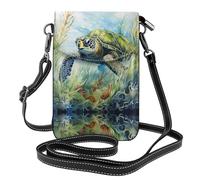 WZYWHJ Little turtle in the seaweed Picture Women's leather phone bag crossbody package with adjustable shoulder strap