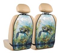 WZYWHJ Little Turtle in The Seaweed Printed Car seat Anti Kick Storage pad 2 Pieces, Multi-Functional Storage Bag seat Protector After Installation