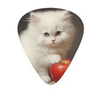 Wzywhj Little White Cat Eating Fruit Printed Guitar Picks 12 Piece, Easy Grip Uke Picks Hold In One'S Hands, Ukulele, Acoustic Or Electric Electric Guitar