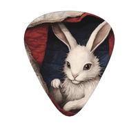 Wzywhj Little White Rabbit In The Quilt Printed Guitar Picks 12 Piece, Easy Grip Uke Picks Hold In One'S Hands, Ukulele, Acoustic Or Electric Electric Guitar