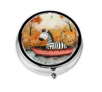 WZYWHJ Little Zebra on The Boat Printed Circular Medicine Box Storage, Portable Travel with compartments, mini Pill Dispenser