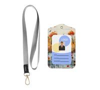 WZYWHJ Little Zebra on The Boat Printed Work Badge Protective Sheath, Leather Identification Card Cover with Detachable Hanging Rope Set