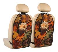 WZYWHJ Lizard in The Leaves Printed Car seat Anti Kick Storage pad 2 Pieces, Multi-Functional Storage Bag seat Protector After Installation