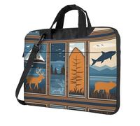 WZYWHJ Lodge Bear Deer Fish Pattern Ultra-thin portable single-shoulder laptop bag 14 inch computer accessories soft shockproof for laptops
