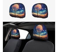 WZYWHJ Lollipop in the starry sky Printing 2 car pillowcases, interior decorative seat accessories, protective covers