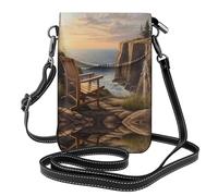 WZYWHJ Looking out to sea Picture Women's leather phone bag crossbody package with adjustable shoulder strap