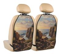 WZYWHJ Looking Out to sea Printed Car seat Anti Kick Storage pad 2 Pieces, Multi-Functional Storage Bag seat Protector After Installation