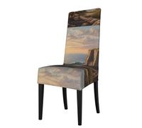 WZYWHJ Looking Out to sea Printed Detachable Chair Cover Quick Installation and Easy Maintenance Suitable for Square Chair Backs