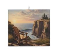 WZYWHJ Looking out to sea Printed Drying Mat for Kitchen : Made of sponge Water absorbent, With lanyard for hanging 18 x 16 in