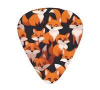 Wzywhj Lots Of Cartoon Little Foxes Pattern Guitar Pick Easy Grip Uke Picks For Your Bass, Ukulele, Acoustic And Electric Guitar,12 Piece