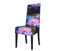 WZYWHJ Lotus Flower Printed Detachable Chair Cover Quick Installation and Easy Maintenance Suitable for Square Chair Backs