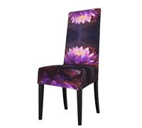 WZYWHJ Lotus Flower Purple Pattern Detachable Chair Cover Quick Installation and Easy Maintenance Suitable for Square Chair Backs