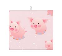 WZYWHJ lovely pink pig Printed Drying Mat for Kitchen : Made of sponge Water absorbent, With lanyard for hanging 18 x 16 in