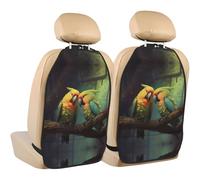 WZYWHJ Loving Parrots on a Branch Printed Car seat Anti Kick Storage pad 2 Pieces, Multi-Functional Storage Bag seat Protector After Installation