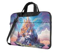 WZYWHJ Luxury Crystal Castle Printed Laptop Bag - with Soft Interior, Multiple Pockets - Ideal for Men, Travel and Business, Black, 15.6 inch