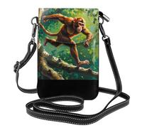 WZYWHJ Macaques on the tree Pattern Women's leather phone bag crossbody package with adjustable shoulder strap