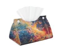 WZYWHJ Magic starry sky watercolor Picture Decorative storage box with rectangular leather tissue bag and bracket base
