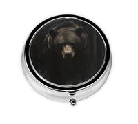 WZYWHJ Majestic Bear Printing Circular Medicine Box Storage, Portable Travel with compartments, mini Pill Dispenser
