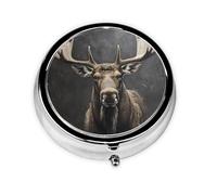 WZYWHJ Majestic Elk Photo printing Circular medicine box storage, portable travel with compartments, mini pill dispenser