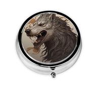 WZYWHJ Majestic Giant Wolf Printing Circular Medicine Box Storage, Portable Travel with compartments, mini Pill Dispenser