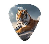 Wzywhj Majestic Tiger Resting On A Rock With Cloudy Sky Pattern Guitar Pick Easy Grip Uke Picks For Your Bass, Ukulele, Acoustic And Electric Guitar,12 Piece