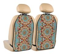 WZYWHJ Mandala Pattern Printed Car seat Anti Kick Storage pad 2 Pieces, Multi-Functional Storage Bag seat Protector After Installation