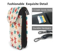 WZYWHJ Many five-pointed stars printing Women's leather phone bag crossbody package with adjustable shoulder strap