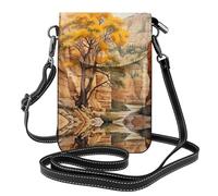 WZYWHJ Maple trees in the canyon Printed Leather Crossbody Flap Phone Bag - Versatile Gift for Women Walking, Camping, Shopping, and Travel