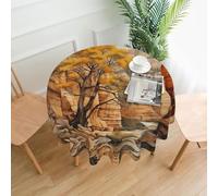WZYWHJ Maple trees in the canyon Printed Round long tablecloth anti overflow and wrinkle resistant dining table cloth 60 inches