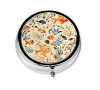 WZYWHJ Marine Life Pattern Circular Medicine Box Storage, Portable Travel with compartments, mini Pill Dispenser