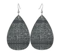 WZYWHJ Math Calculus Pattern Water droplet pendant earrings, leather earrings, Women's Fashion Items