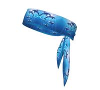 WZYWHJ Mediterranean dolphins Prints Headbands,Sports Head Tie,Headband for Men and Women,Hair Band for Running Workout Football