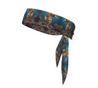 WZYWHJ Mediterranean Seahorse Prints Headbands,Sports Head Tie,Headband for Men and Women,Hair Band for Running Workout Football