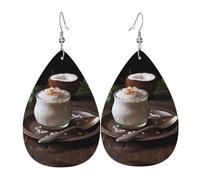 WZYWHJ Mellow coconut pudding Printed Ladies' leather earrings, simple water droplet pendant, fashionable holiday gift