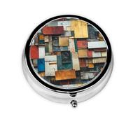 WZYWHJ Memory Fragments Pattern Circular Medicine Box Storage, Portable Travel with compartments, mini Pill Dispenser